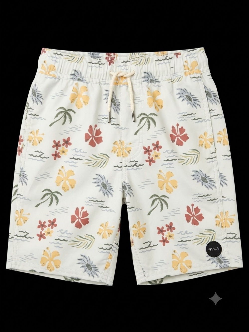 RVCA Kids Cream Tropical Floral Swim Trunks